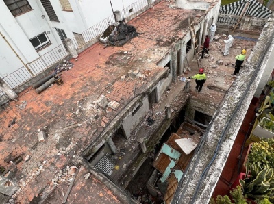 Derrumbe en una obra en Caballito