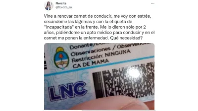 Fue a renovar el registro pero la calificaron de "incapacitada" porque tuvo cáncer