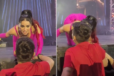 Lali besó a una fanática que se desmayó