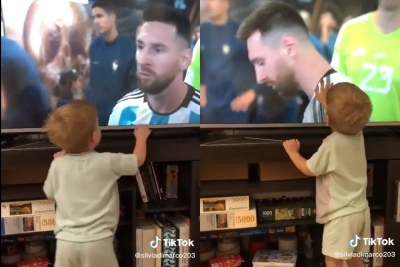 La tierna reacción de un nene al ver a Messi en la tele