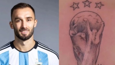 Pezzella se tatuó la Copa del Mundo con un error