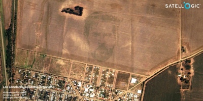 Un satélite captó la cara "sembrada" de Messi en el campo