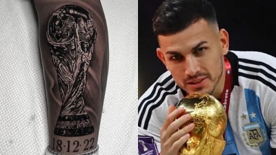 Leandro Paredes se tatuó la Copa del Mundo