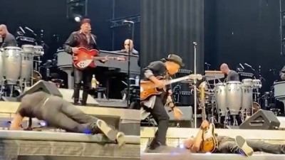 Caída de Bruce Springsteen durante un concierto en Ámsterdam