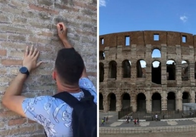 Un turista fue multado por escribir en el muro del Coliseo