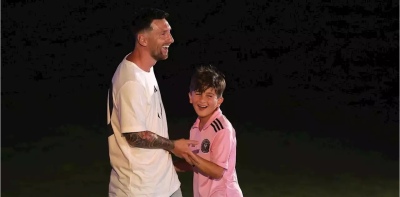 El caño viral de Thiago a Messi en su presentación en el Inter Miami