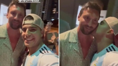 El video viral del beso a Messi y el encuentro con Diego Torres en Miami