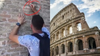 Pidió perdón el turista que escribió en el muro del Coliseo