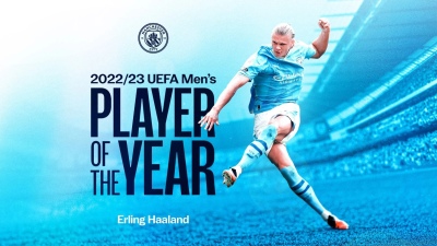 Erling Haaland superó a Messi y fue elegido como el mejor jugador del año por la UEFA