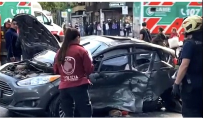 Fuerte choque en Chacarita: seis personas resultaron heridas