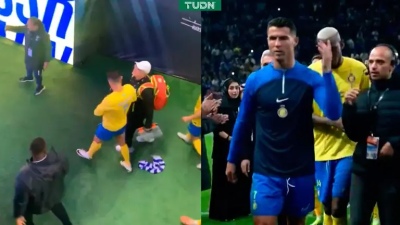Polémicos gestos de Cristiano Ronaldo: se pasó una camiseta rival por los huevos