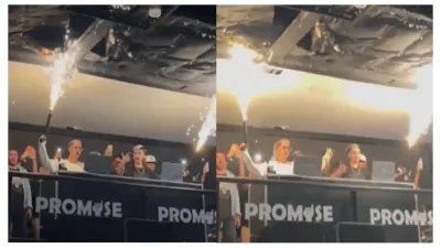 Dos DJ prendieron una bengala en un boliche y prendieron fuego el techo: el video