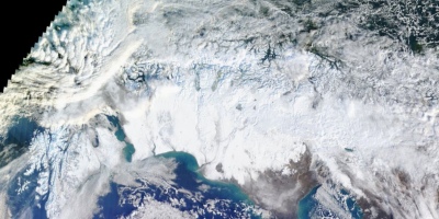 La increíble imagen satelital de la Patagonia nevada