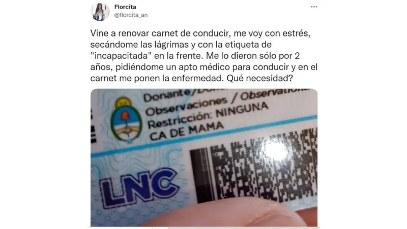 Fue a renovar el registro pero la calificaron de ”incapacitada” porque tuvo cáncer