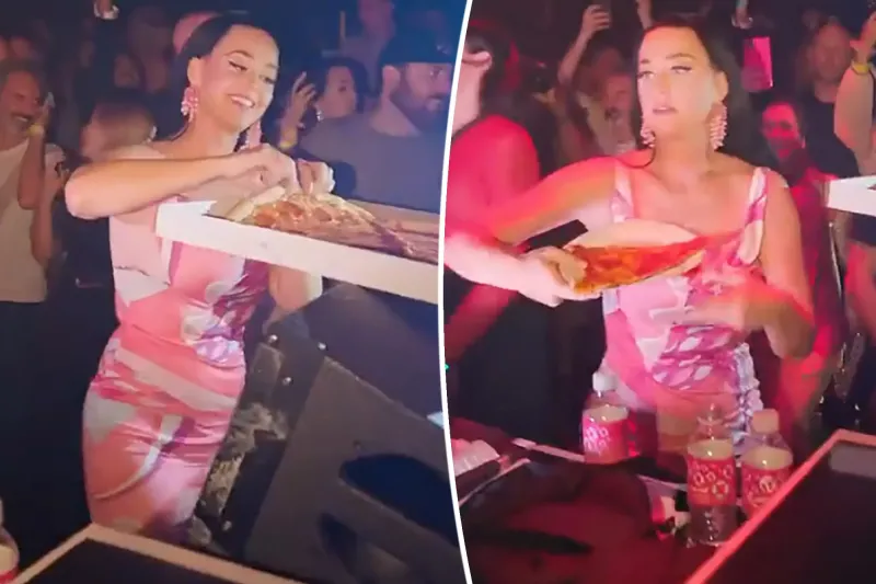 Katy Perry apareció en un boliche y repartió pizza 