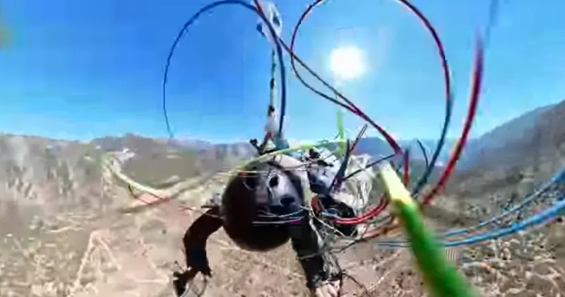 Se le enredó el parapente y salvó su vida en el último segundo