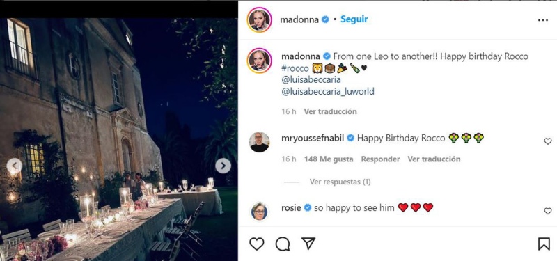 Madonna festeja su cumpleaños en Italia