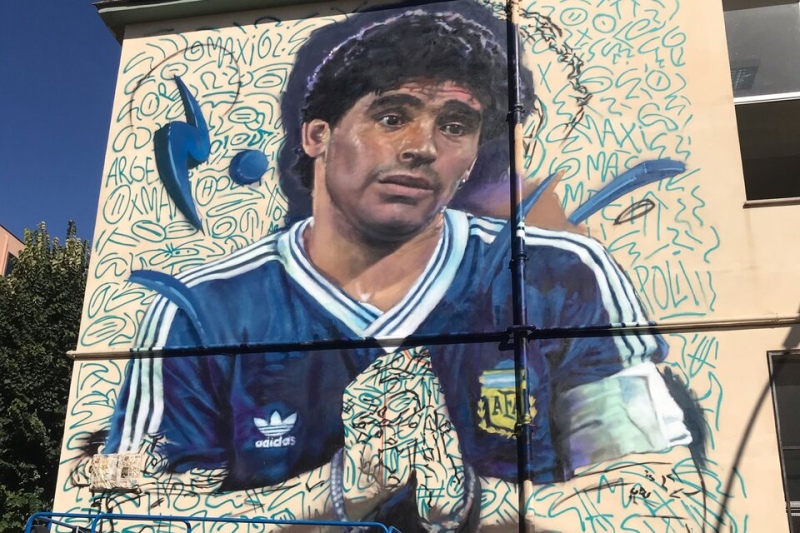 Diego Maradona inmortalizado en Italia