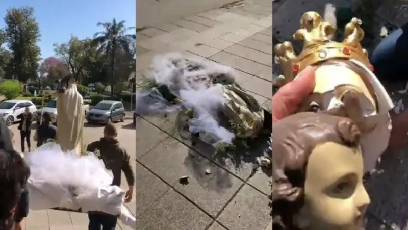 Se cayó y se destruyó la imagen de la Virgen de la Merced en plena procesión