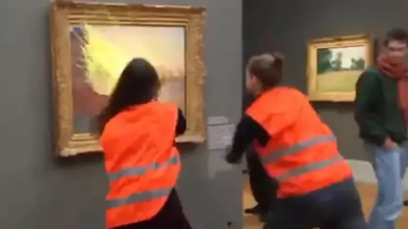 Activistas le tiraron puré de papas a un cuadro de Monet