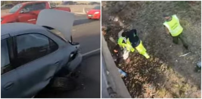 Panamericana: un conductor chocó a tres autos y tiró a una persona desde un puente