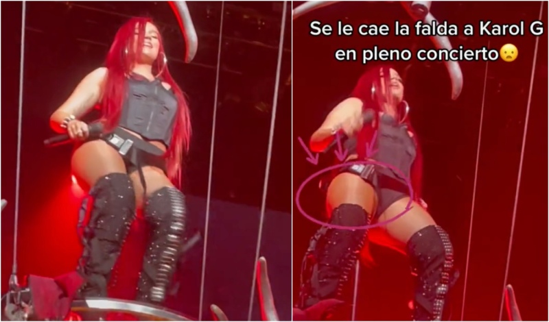 Karol G perdió la pollera en pleno show