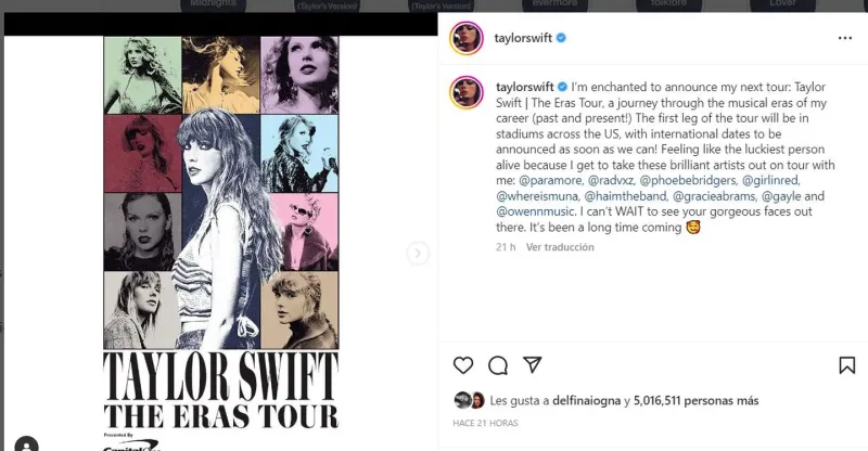 Taylor Swift anunció su nueva gira