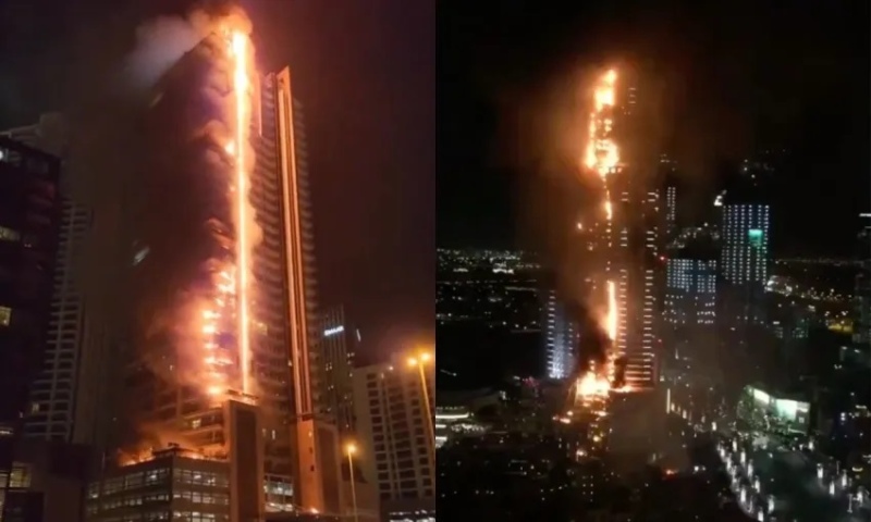 Se incendió un rascacielos en Dubai