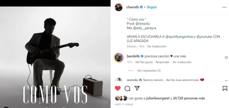 Chano estrenó “Como vos”