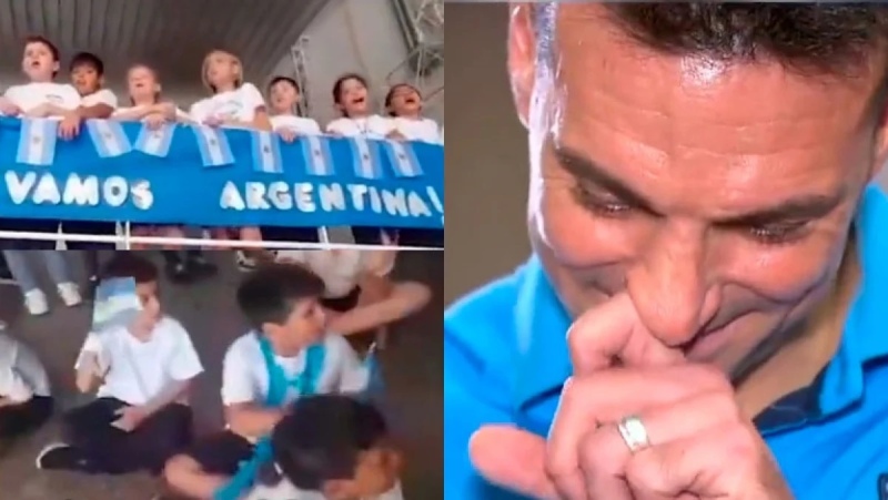 Scaloni se emocionó con el saludo de su escuela en Pujato