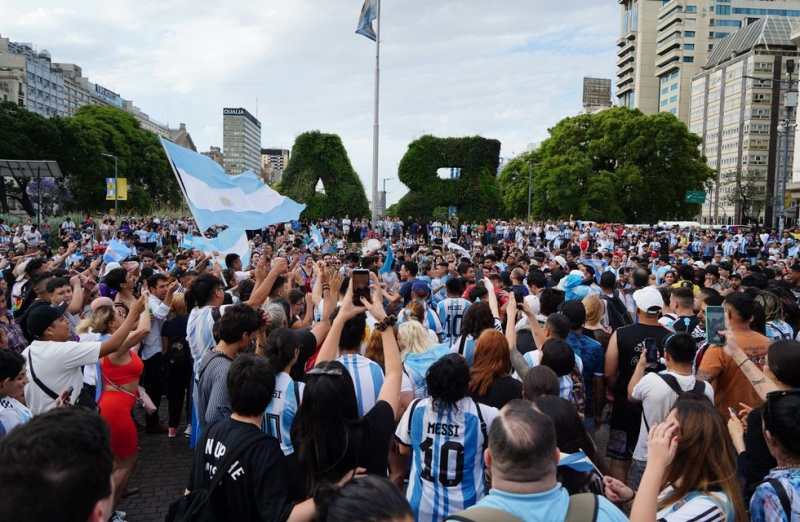 Se festejó la clasificación a 8vos en el Obelisco