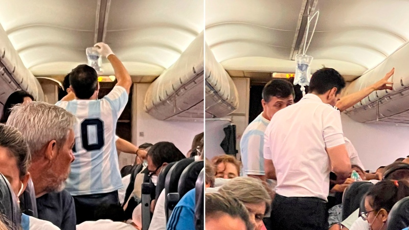 Salvó a un turista en medio de un vuelo durante el partido de Argentina