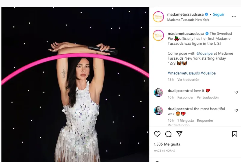 Dua Lipa tiene una nueva figura de cera en el Madame Tussauds