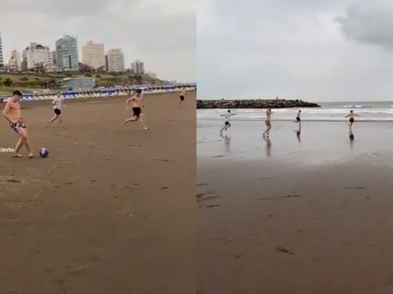 Recrearon el golazo de Argentina a Francia en la playa