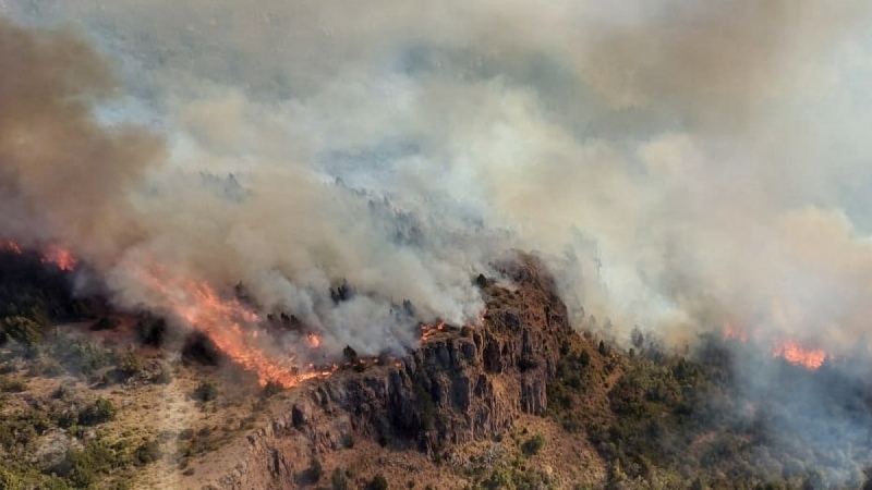 El fuego en el Parque Nacional Los Alerces se expande