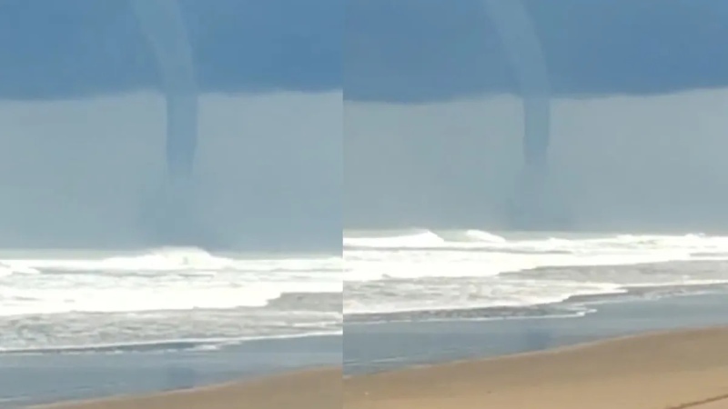 El video de la tromba marina que sorprendió a todos en Necochea