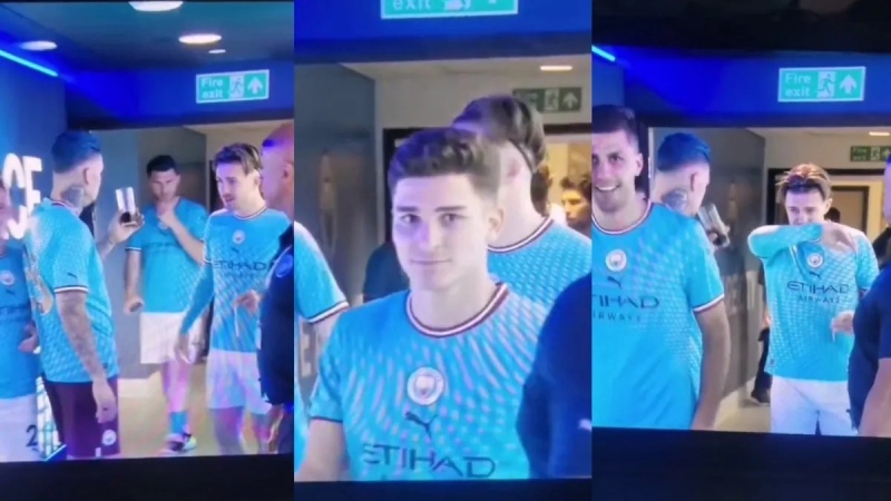 Los festejos en el Manchester City: Julián Álvarez le convidó fernet a sus compañeros