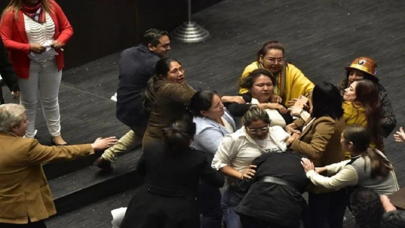 Piñas en el Congreso de Bolivia: el video