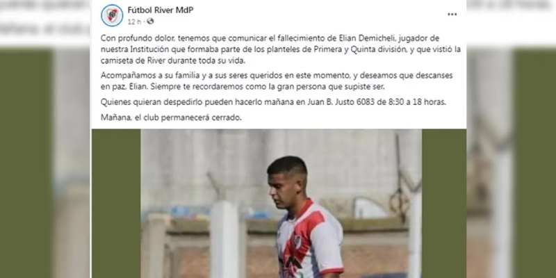 Murió el futbolista de River Elian Demicheli, tenía 18 años