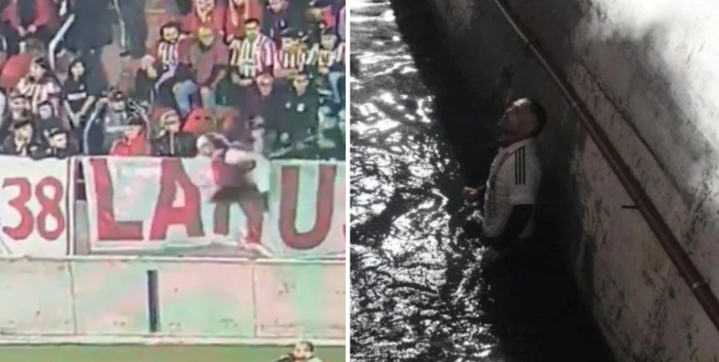 Un hincha de Estudiantes fue empujado a la fosa en pleno partido: el video