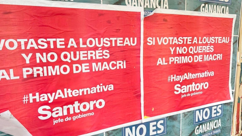 “Si votaste a Lousteau y no querés al primo de Macri...”, los carteles que aparecieron hoy en la Ciudad