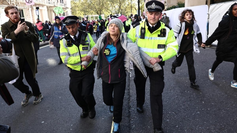 Greta Thunberg fue arrestada durante una protesta en Londres