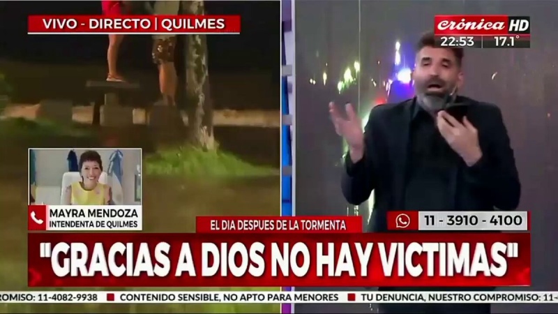 ”Forros”: Mayra Mendoza, intendenta de Quilmes, se peleó en vivo con un periodista tras las inundaciones