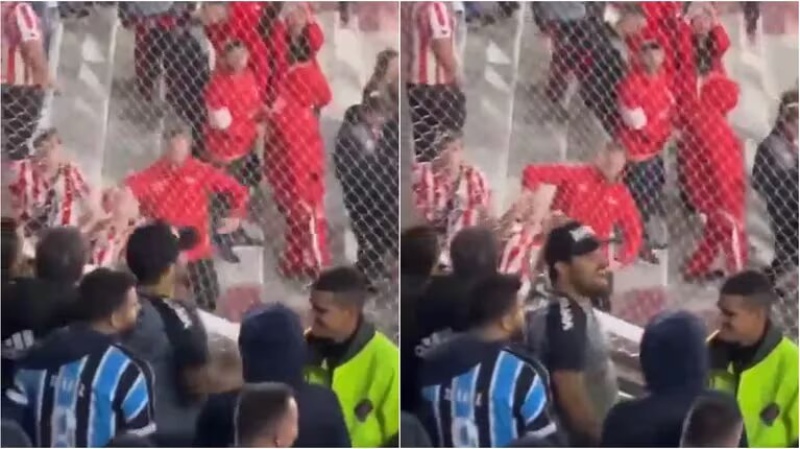 Un hincha de Estudiantes hizo gestos racistas ante a la tribuna de Gremio: el video