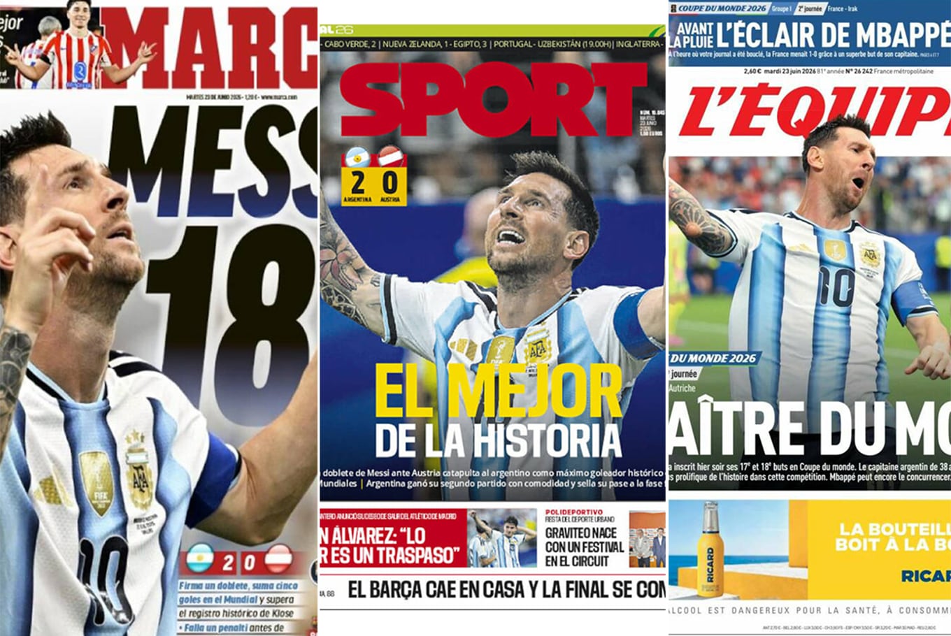 Nuevo récord de Messi: un fenómeno mundial en las portadas
