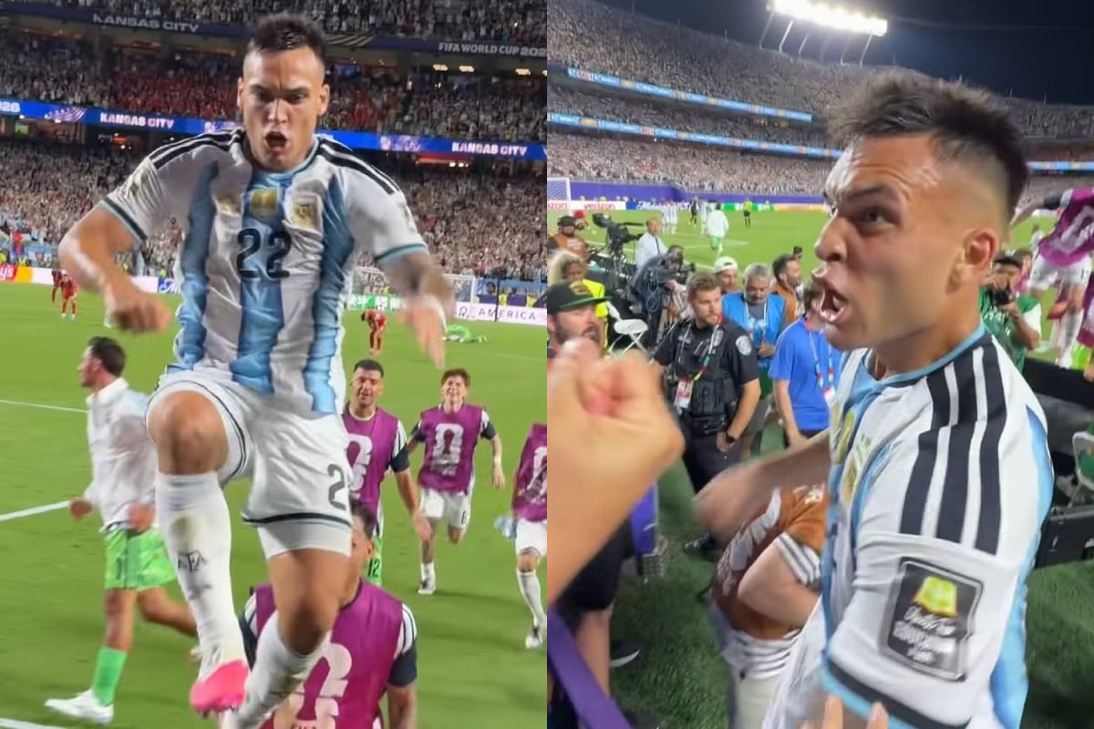 Una nueva mirada al festejo de Lautaro Martínez en el partido contra Suiza.